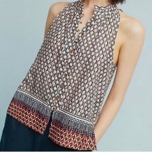 Anthropologie Maeve Prema Printed Sleeveless Button Front Top